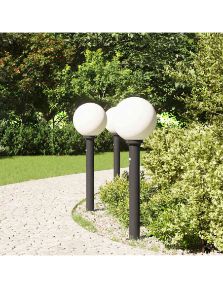 Lampioni a paletto con sensore 3 pz 80 cm neri IP44