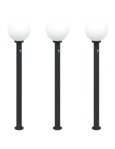 Lampioni a paletto con sensore 3 pz 120 cm neri IP44