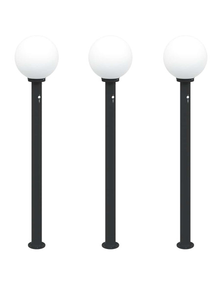 Lampioni a paletto con sensore 3 pz 120 cm neri IP44
