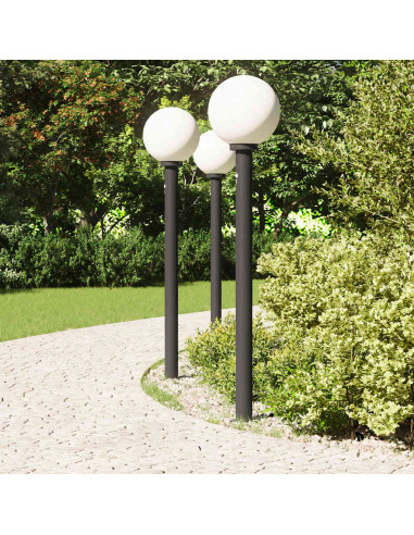 Lampioni a paletto con sensore 3 pz 120 cm neri IP44