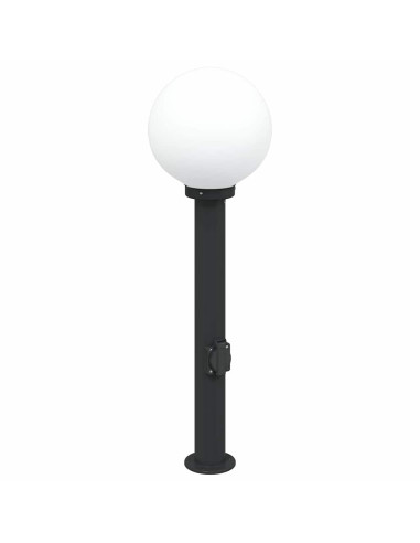 Lampada a paletto con presa elettrica 80 cm Nera IP44