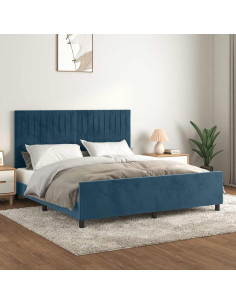 Giroletto senza Materasso Blu Scuro 160x200 cm in Velluto