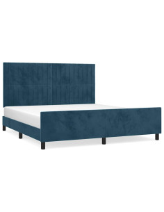 Giroletto senza Materasso Blu Scuro 160x200 cm in Velluto 2