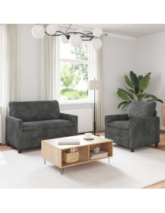 Set di divani 2 pcs Grigio Chiaro Poliestere