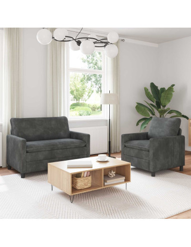 Set di divani 2 pcs Grigio Chiaro Poliestere