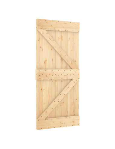 Porta scorrevole NARVIK Naturale e Nero 95 x 210 cm (213,5 cm)