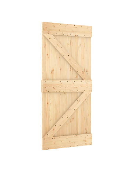 Porta scorrevole NARVIK Naturale e Nero 95 x 210 cm (213,5 cm)