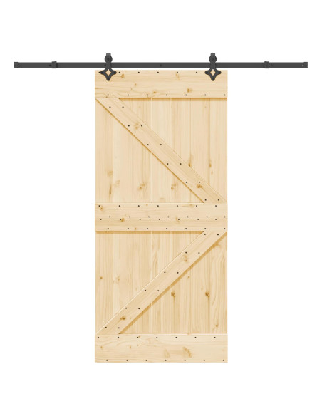 Porta scorrevole NARVIK Naturale e Nero 95 x 210 cm (213,5 cm)