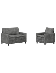 Set di divani 2 pcs Grigio Chiaro Poliestere 2