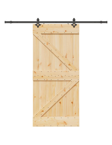 Porta scorrevole NARVIK Naturale e Nero 80 x 210 cm (213,5 cm)