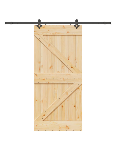 Porta scorrevole NARVIK Naturale e Nero 80 x 210 cm (213,5 cm)