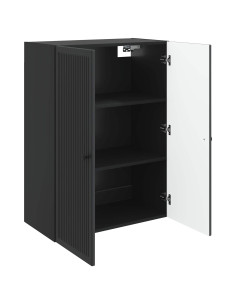 Mobiletto a muro Nero 66 x 34,5 x 90 cm Legno ingegnerizzato 2