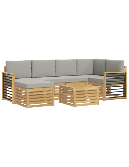 Set di divani da esterno 7 pcs Bianco e Grigio Chiaro