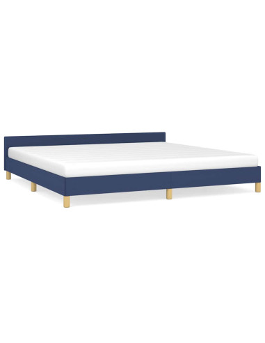 Giroletto con Testiera senza Materasso Blu 200x200 cm Tessuto