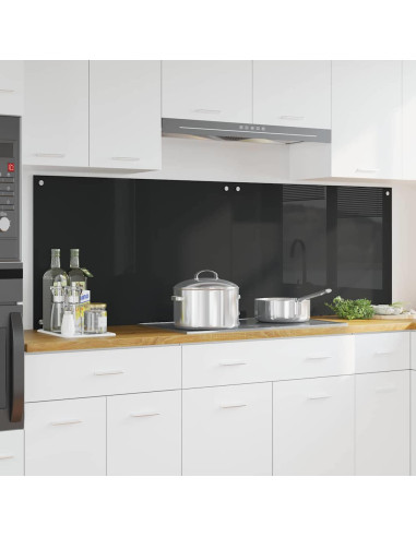 Schienale da cucina 2 pcs Nero 90 x 60 cm vetro temperato