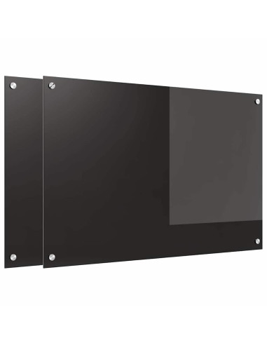 Schienale da cucina 2 pcs Nero 90 x 60 cm vetro temperato