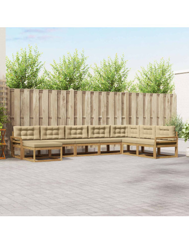 Set di divani da esterno 8 pcs Bianco e Beige