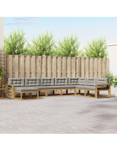 Set di divani da esterno 8 pcs Bianco e Grigio Chiaro