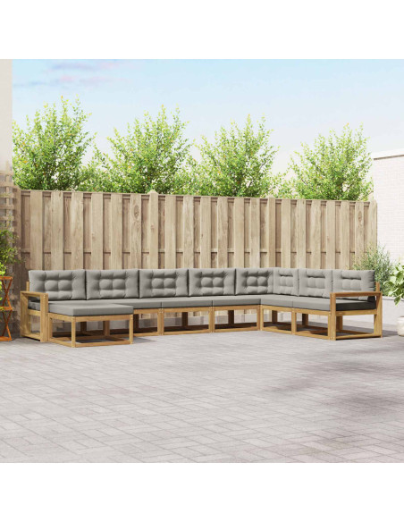 Set di divani da esterno 8 pcs Bianco e Grigio Chiaro