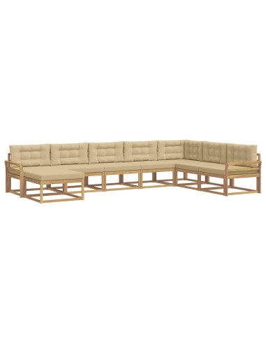 Set di divani da esterno 8 pcs Bianco e Beige