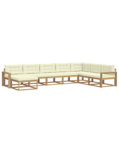Set di divani da esterno 8 pcs Bianco e Crema 2