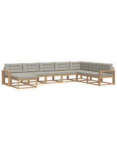 Set di divani da esterno 8 pcs Bianco e Grigio Chiaro 2