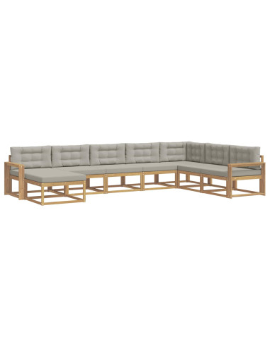 Set di divani da esterno 8 pcs Bianco e Grigio Chiaro