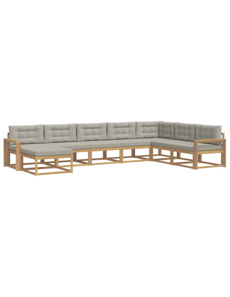 Set di divani da esterno 8 pcs Bianco e Grigio Chiaro
