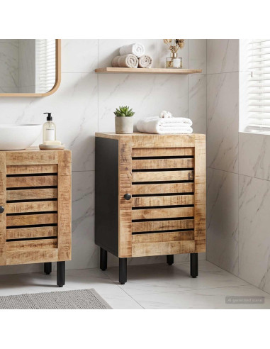 Mobile da Bagno con porta Marrone e Nero 38 x 33,5 x 58 cm