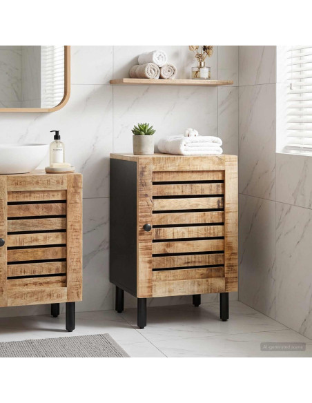 Mobile da Bagno con porta Marrone e Nero 38 x 33,5 x 58 cm