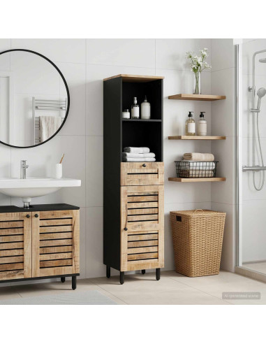 Mobile da Bagno con cassetto Marrone e Nero 38 x 33,5 x 160 cm