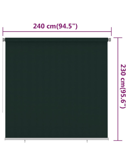 Tenda a Rullo per Esterni 240x230 cm Verde Scuro HDPE