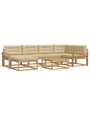 Set di divani da esterno 7 pcs Bianco e Beige