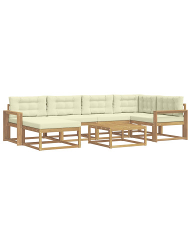 Set di divani da esterno 7 pcs Bianco e Crema