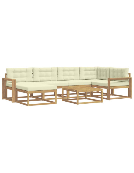 Set di divani da esterno 7 pcs Bianco e Crema