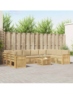Set di divani da esterno 11 pcs Bianco e Beige 59 x 59 x 37 cm