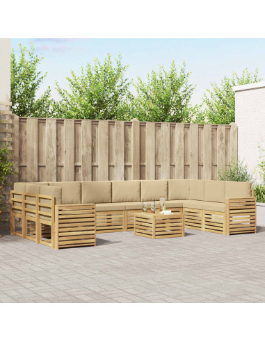 Set di divani da esterno 11 pcs Bianco e Beige 59 x 59 x 37 cm