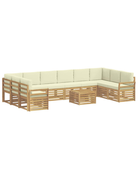 Set di divani da esterno 11 pcs Bianco e Crema 59 x 59 x 37 cm