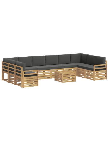 Set di divani da esterno 11 pcs Bianco e Antracite