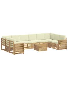 Set di divani da esterno 11 pcs Bianco e Crema 59 x 59 x 37 cm 2