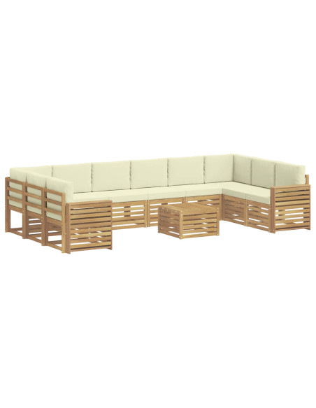 Set di divani da esterno 11 pcs Bianco e Crema 59 x 59 x 37 cm