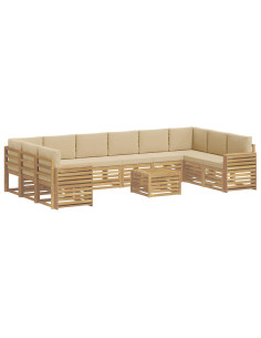 Set di divani da esterno 11 pcs Bianco e Beige 59 x 59 x 37 cm 2
