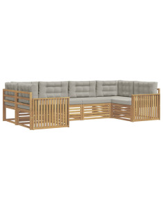 Set di divani da esterno 6 pcs Bianco e Grigio Chiaro 2