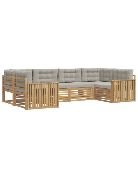 Set di divani da esterno 6 pcs Bianco e Grigio Chiaro