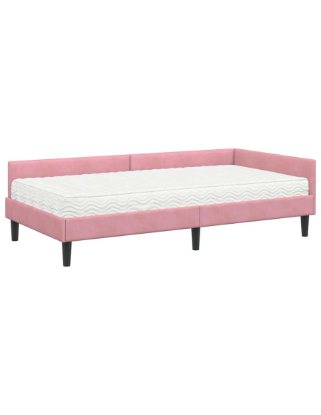 Struttura Letto Angolare con Materasso 2 pcs Grigio Velluto