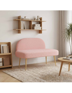 Panchina imbottita con schienale Rosa 110 x 60 x 76 cm Bouclé