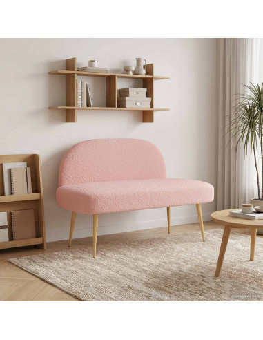 Panchina imbottita con schienale Rosa 110 x 60 x 76 cm Bouclé