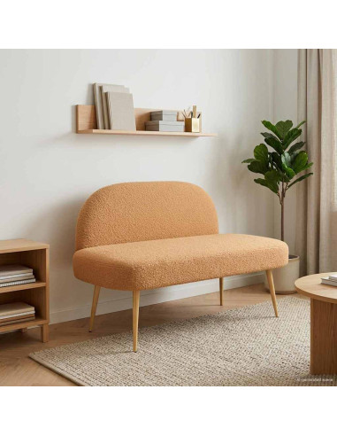 Panchina imbottita con schienale Beige 110 x 60 x 76 cm Bouclé
