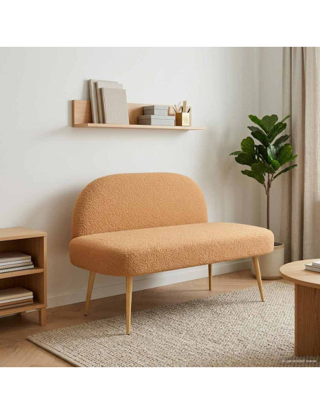 Panchina imbottita con schienale Beige 110 x 60 x 76 cm Bouclé