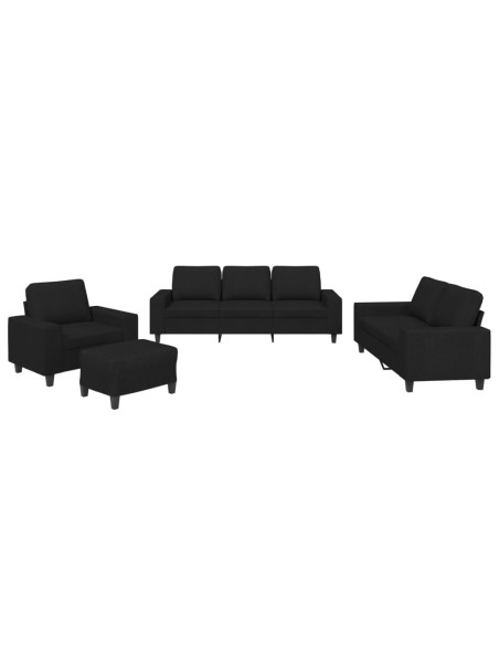 Set di Divani 4 pz Nero in Tessuto